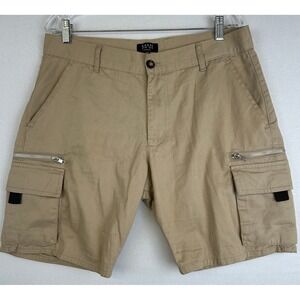 MAN Cargo Shorts Mens 34 Tan Khaki Utility Multi Pocket Cotton